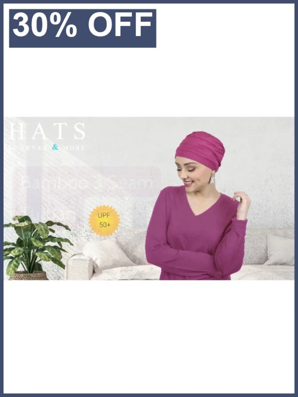 Moisture Wicking Chemo Sleep Cap Night Beanie for Women - Bamboo Rayon, UPF